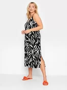 Yours Stroke Print Ring Detail Beach Dress, Black, Size 18-20, Women