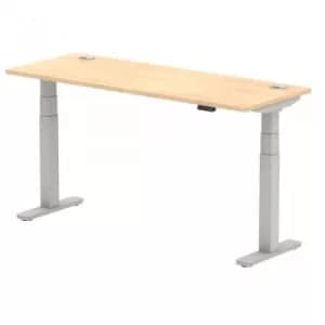 Air 1600/600 Maple Height Adjustable Desk with Cable Ports with Silver Legs