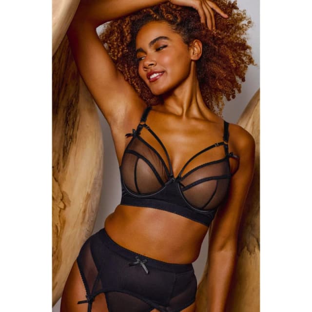 Playful Promises Josie Black Mesh D+ Bra Black female 42H