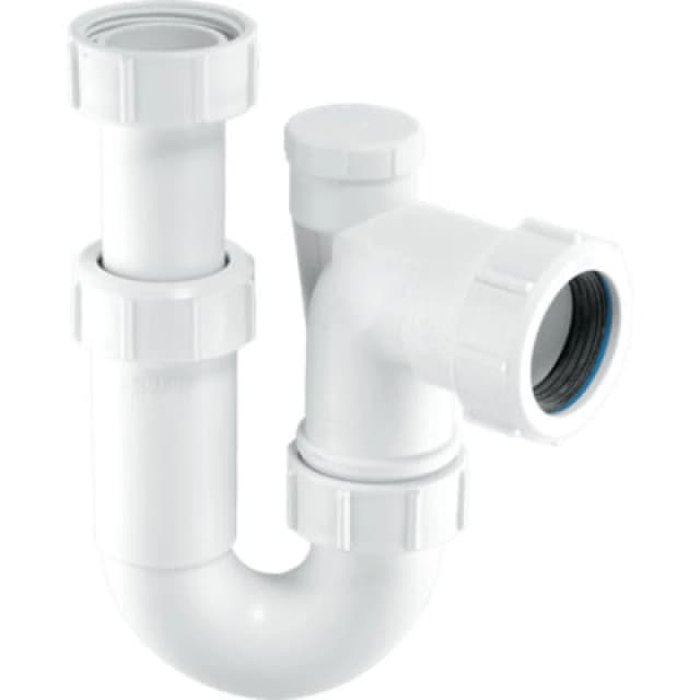 McAlpine ASC10V 75mm Water Seal Adjustable Inlet Tubular Swivel Anti-Syphon (Silentrap) 'P' Trap with Universal Outlet White