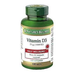Natureamp39s Bounty Vitamin D3 25 ug 1000 IU 100 Tablets