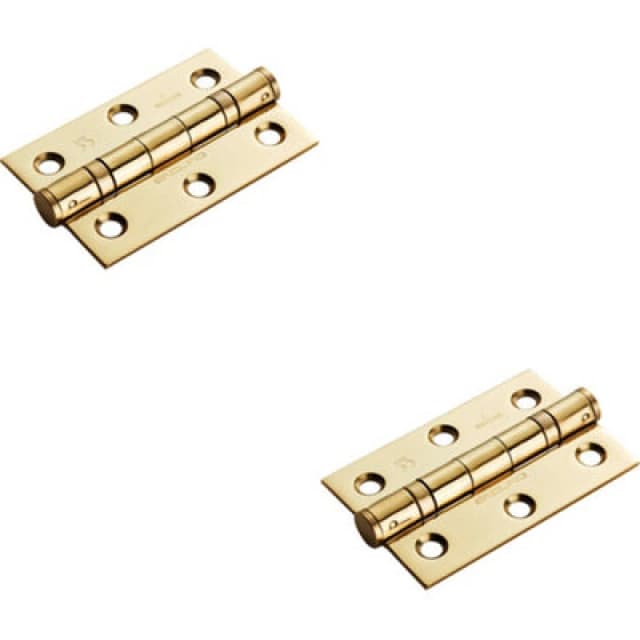 Loops 2x PAIR 76 x 51 x 2mm 7 Ball Bearing Hinge Stainless Brass Interior Door Metallics