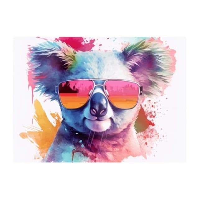 Warren Reed Designer Colourful Splashart Koala In Glasses Chopping Board