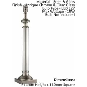 Loops - Table Lamp - Antique Chrome & Clear Glass - 10W LED E27 - Bedside Light