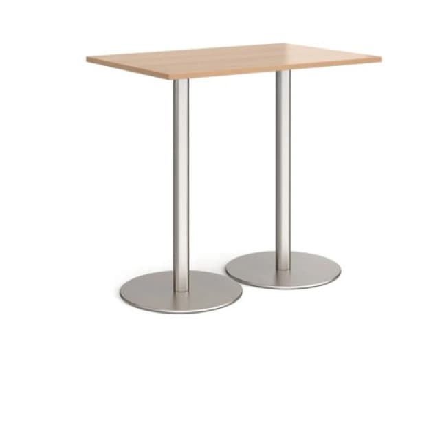Monza Monza rectangular poseur table with flat round brushed steel bases 1200mm x 800mm - beech Beech MPR1200-BS-B