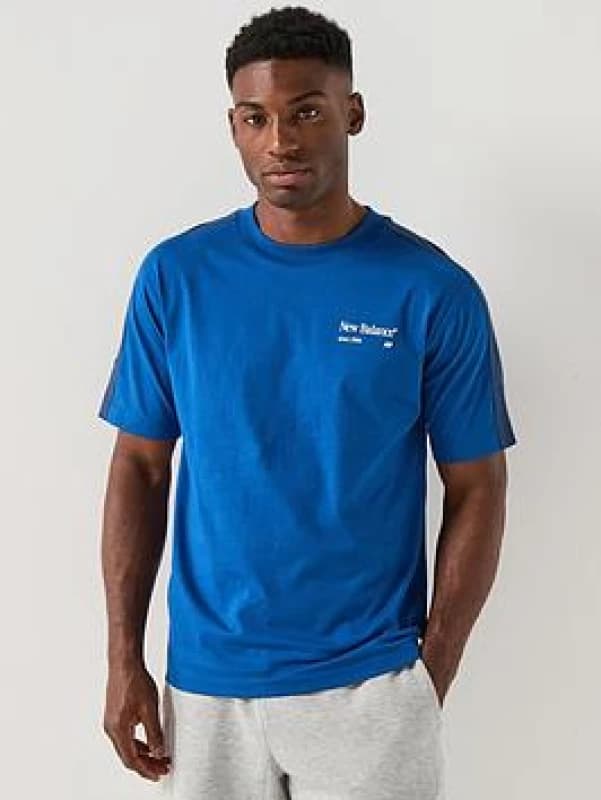 New Balance Mens NB Re-Imagined Graphic Regular Fit T-Shirt - Blue Male L