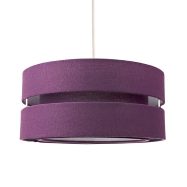 Happy Homewares Contemporary Quality Purple Linen Fabric Triple Tier Ceiling Pendant Light Shade