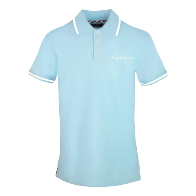 Aquascutum Mens Polo Short Sleeve Polo Shirt Sky Blue male Small
