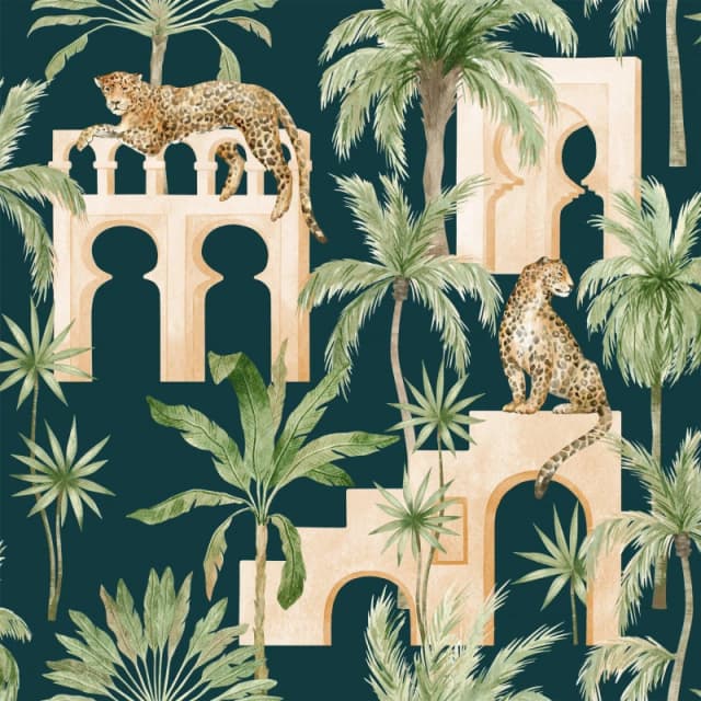 Arthouse Leopard Arches Navy Wallpaper Navy unisex One Size