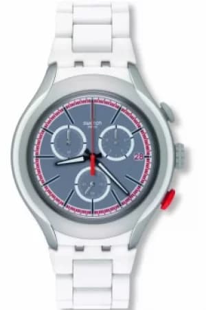 Unisex Swatch White Attack Chronograph Watch YYS4019AG