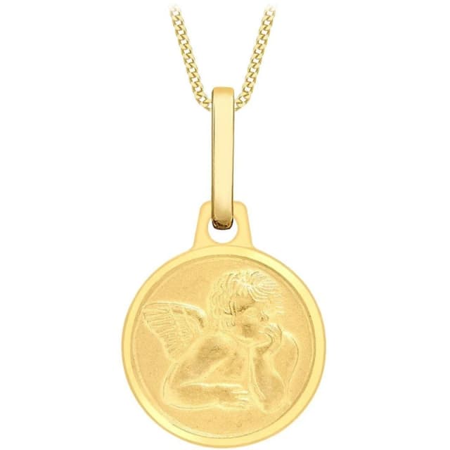 Be You 9ct Gold Angel Round Medal Satin Necklace Yellow Gold female 18in