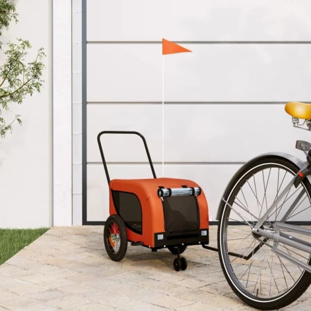 vidaXL Pet Bike Trailer Orange and Black Oxford Fabric and Iron, Orange 94012