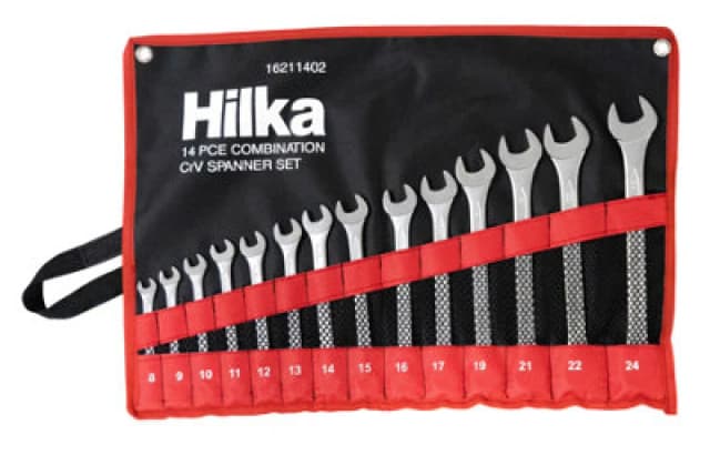 Hilka Spanner Set 14Pc Metric Combination Wrench 8-24mm In Case 16211402