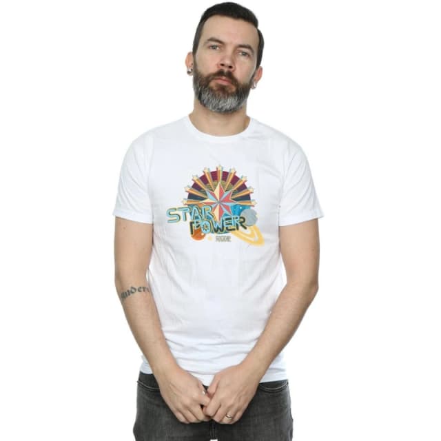 Marvel Marvel Men Captain Star Power T-Shirt in White Size: Small White S Male 5059114193554