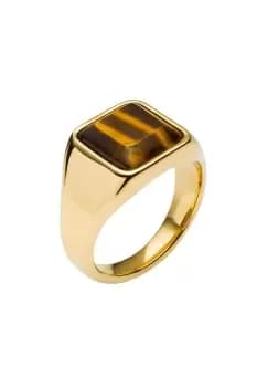 Tigers Eye Gold Plated Stainless Steel Signet Ring