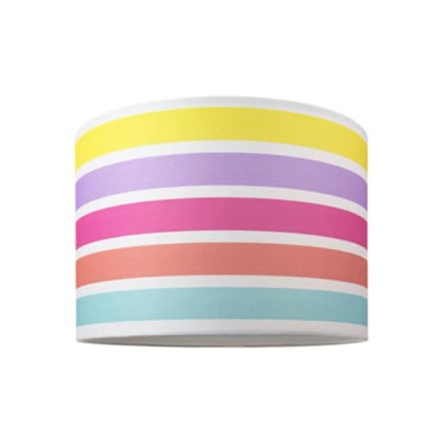 Happy Homewares Modern And Cute Multi Coloured Rainbow Stripe Cotton Fabric Lamp Shade - 10