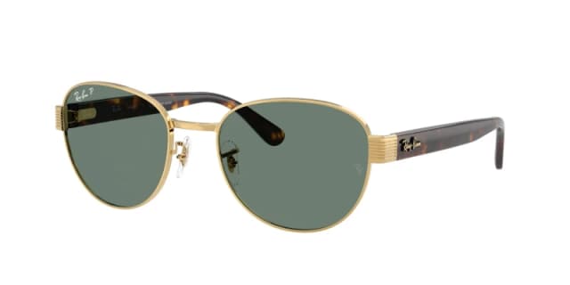 Ray - Ban Unisex Ray - Ban RB3766CH 001/O9 Sunglasses Metal Gold Grey Squared Polarized Gold Sunglasses Unisex Metal