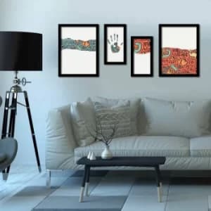 4P3040SCT009 Multicolor Decorative Framed MDF Painting (4 Pieces)