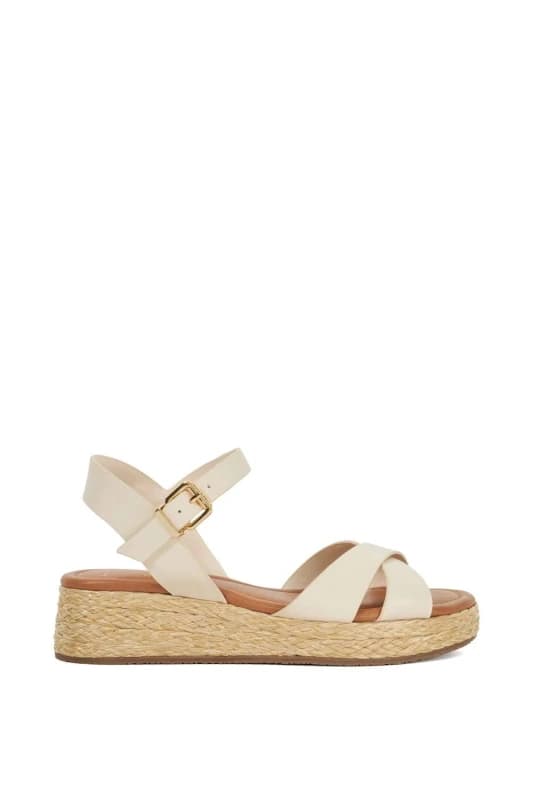 Dune London Womens Wide Fit 'Littleton' Leather Sandals in Ecru Size: 6 Ecru Female 6