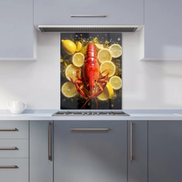 Warren Reed Designer Lobster On Lemons Kitchen Splashback