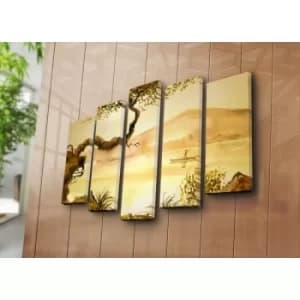 5PATK-129 Multicolor Decorative Canvas Painting (5 Pieces)