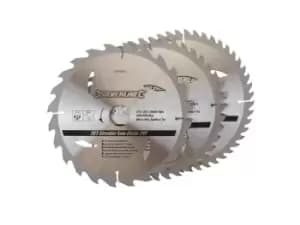 Silverline 690459 TCT Circular Saw Blades 24 40 48T 3pk 210 x 25 - 20 16mm rings