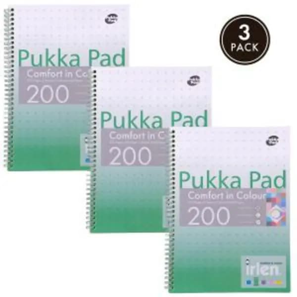 NOTFOUND Pukka Pads Irlen Jotta A4 Wirebound 200 Green Perforated Pages Paper Tinted Ruling With Margin (Pack 3) - IRLJOTA4(GREEN) IRLJOTA4(GREEN)