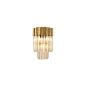 Poland Wall Lamp 3 Light E14, Brass, Cognac Sculpted Glass