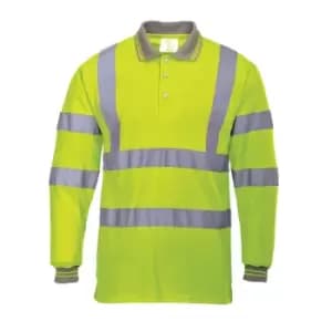 Portwest Hi Vis Long Sleeved Polo Shirt Yellow 2XL