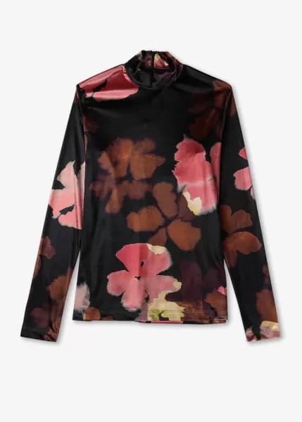 Ps Paul Smith Womens Floral Velvet Roll Neck Top In Oranges