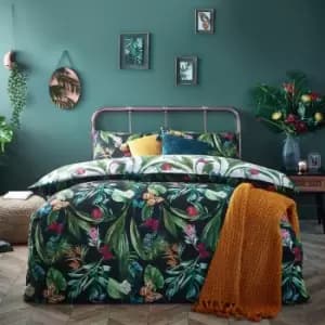 Furn. Azura Dark Bloom Duvet Cover and Pillowcase Set Green