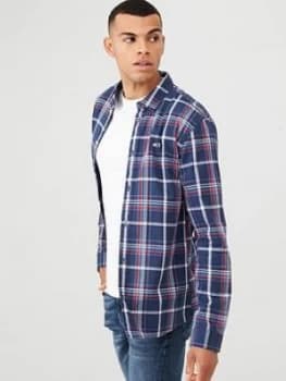 Tommy Jeans Checked Long Sleeved Poplin Shirt - Navy