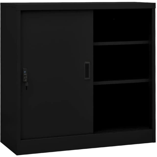 VIDAXL Office Cabinet with Sliding Door Black 90x40x90cm Steel Vidaxl 8720286563830