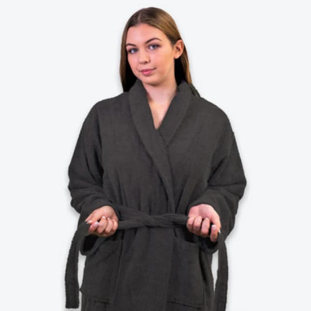 Allure Bath Fashions Hotel Luxury Unisex Towelling Bathrobe - Charcoal Grey, S/m
