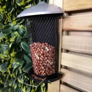 Flat Back Design Hanging Black and Silver Plastic Garden Wild Bird Peanut Feeder for Wall and Fence