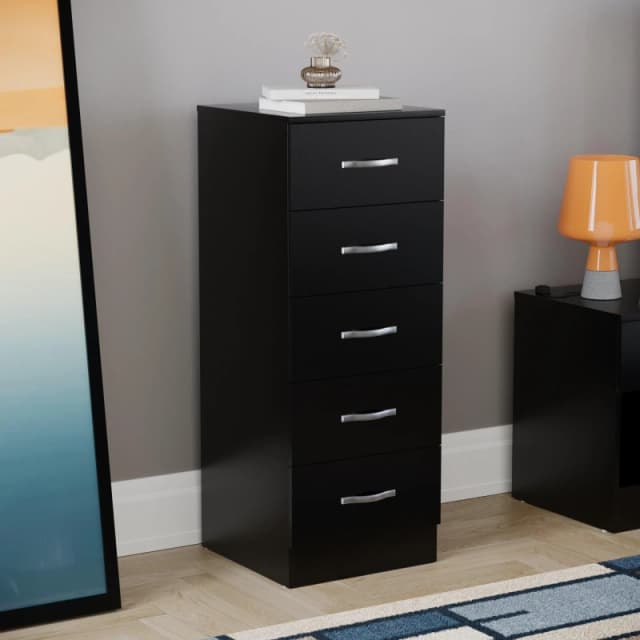 Lassic Vida Designs Riano 5 Drawer Narrow Chest Black unisex 5 Drawer