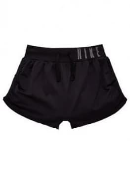 Nike Older Girls Seamless Reversible Training Shorts - Black Size M 10-12 Years, Women