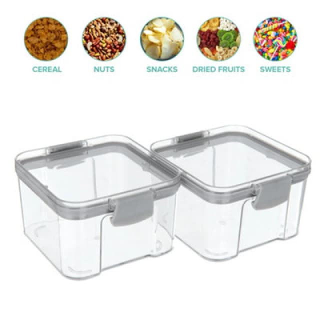 LIVIVO 460ml Stackable Airtight Food Storage Containers - Set of 2 Clear