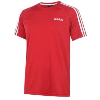 adidas Classic 3 Stripe Sereno T Shirt Mens - Red