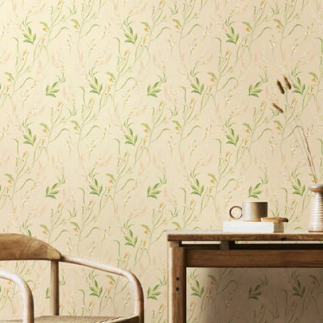Hoopla Walls Springtime Meadow - Golden Straw 10M Wallpaper