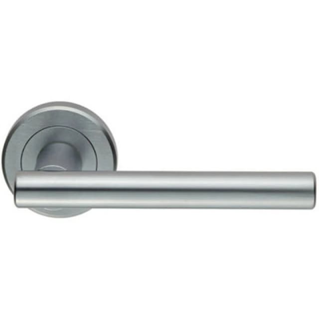 Loops PAIR Straight T Bar Handle on Round Rose Concealed Fix Satin Chrome Multi