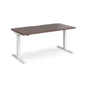 Height Adjustable Desk Rectangular Desk 1600mm Walnut Tops With White Frames 800mm Depth Elev8 Mono
