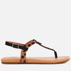 UGG Womens Madeena Leather Toe Post Sandals - Light Butterscotch - UK 5