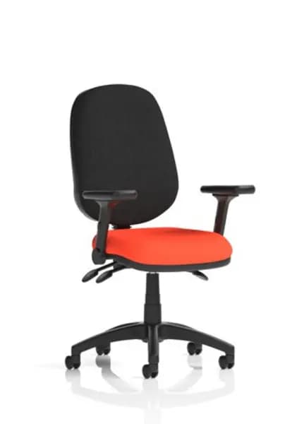 Eclipse Eclipse Plus III Lever Task Operator Chair Bespoke Colour Seat Tabasco Orange With Height Adjustable And Folding Arms KCUP1770