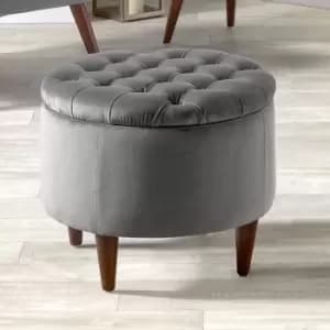 Pacific Alena Velvet Footstool Alena Grey