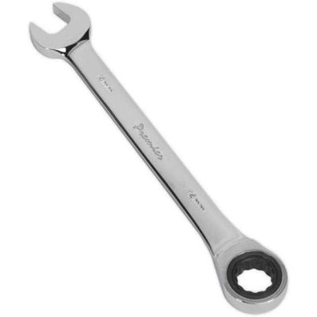 Loops 14mm Ratchet Combination Spanner - Chrome Vanadium Steel - 72 Tooth Ratchet Ring Metallics