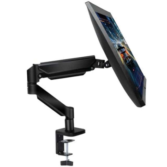 Futura Single Monitor Arm Desk Mount Gas Spring Bracket 13-32 Inch Screens, Adjustable Stand, Full Motion Tilt Swivel Rotation