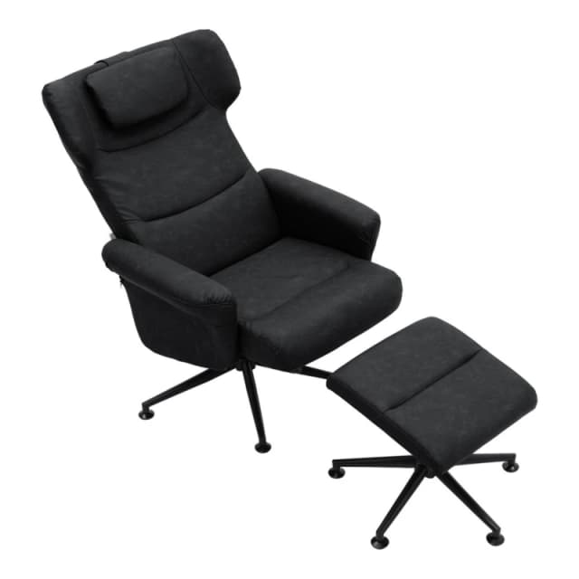 Kabinet UK Faux Leather Swivel Armchair with Footstool Grey unisex One size