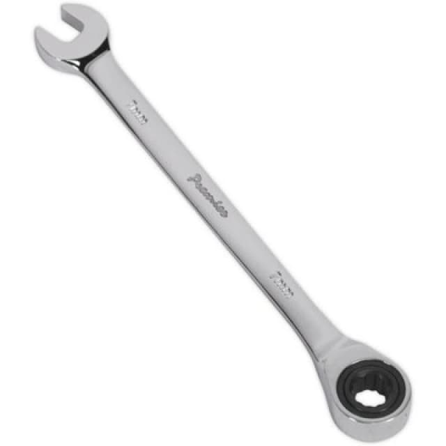 Loops 7mm Ratchet Combination Spanner - Chrome Vanadium Steel - 72 Tooth Ratchet Ring Metallics