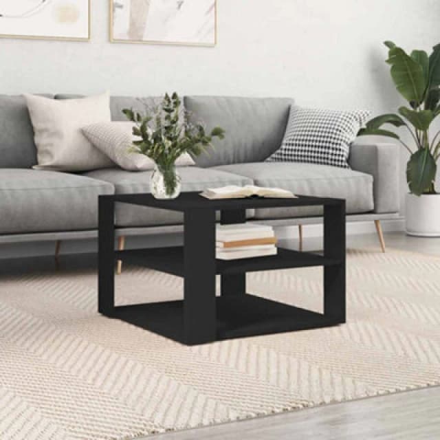 VIDAXL Coffee Table Black 59.5x59.5x40cm Engineered Wood Vidaxl 8720845925185